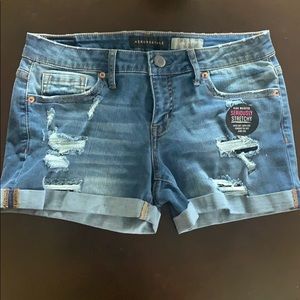 Aeropostale Distressed Midi Jean Shorts
